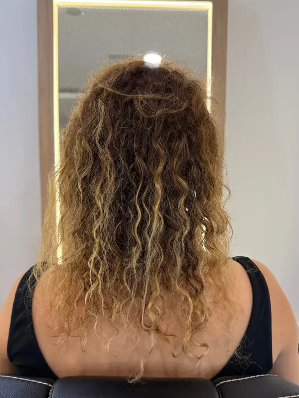 Cabelo cacheado sem definição, antes do atendimento